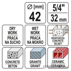 YATO Carota diamantata, prindere 5/4, diametru 42 ..